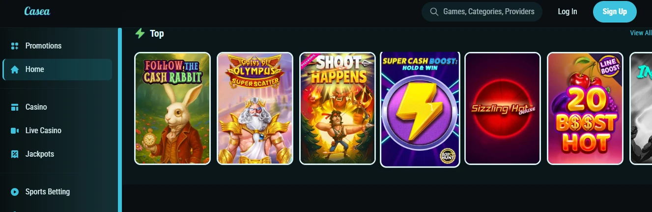 Casea Casino med populære spilleautomater