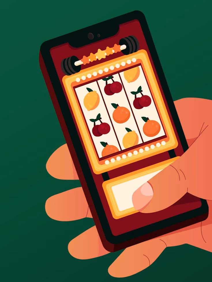 Illustrasjon av spilleautomat på en smarttelefon