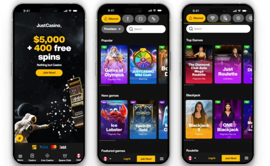 Just Casino mobilapp med bonus og casinospill