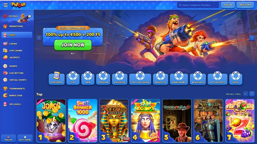 Pistolo Casino med velkomstbonus og spilleautomater