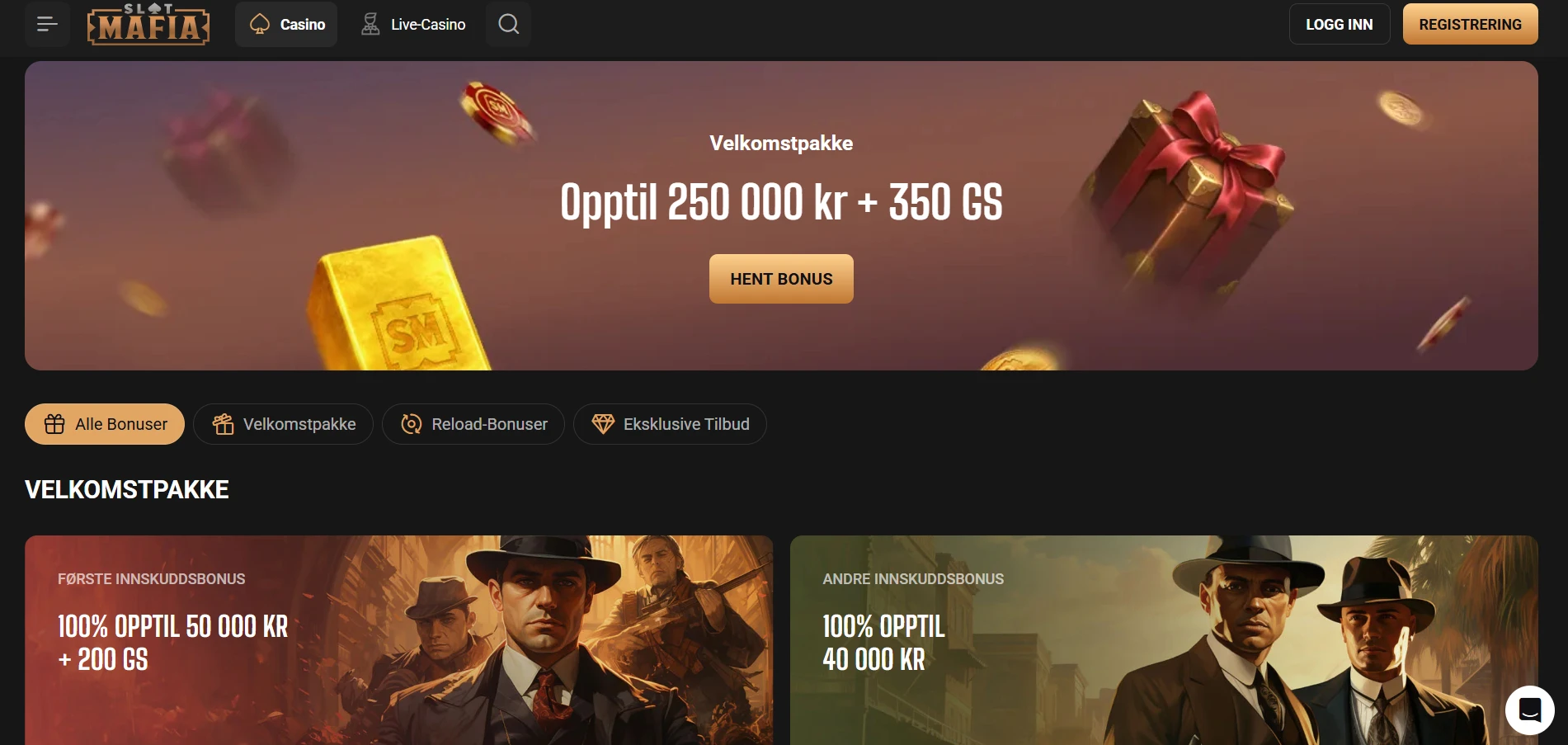SlotMafia velkomstbonus med gratisspinn og premier