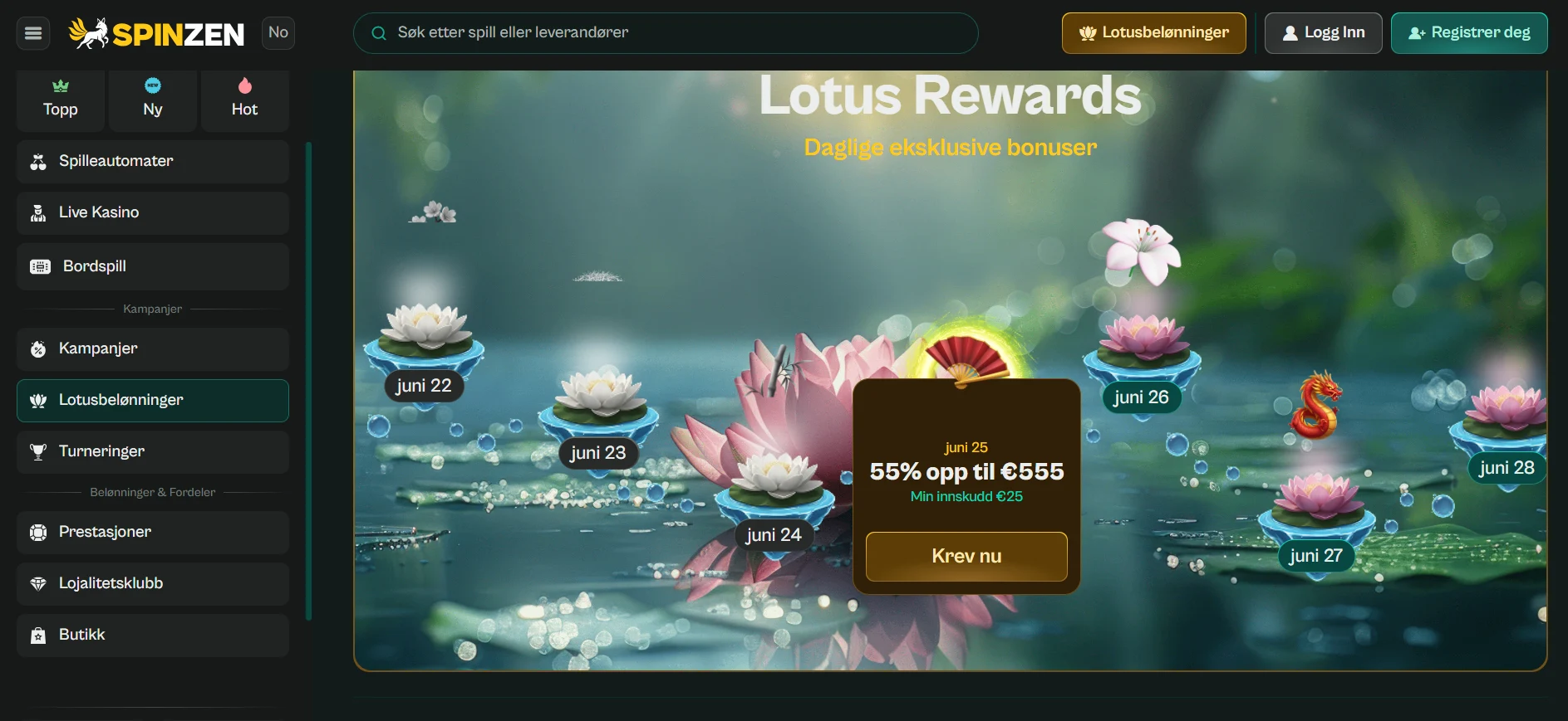 Spinzen Casino Lotus Rewards lojalitetsprogram