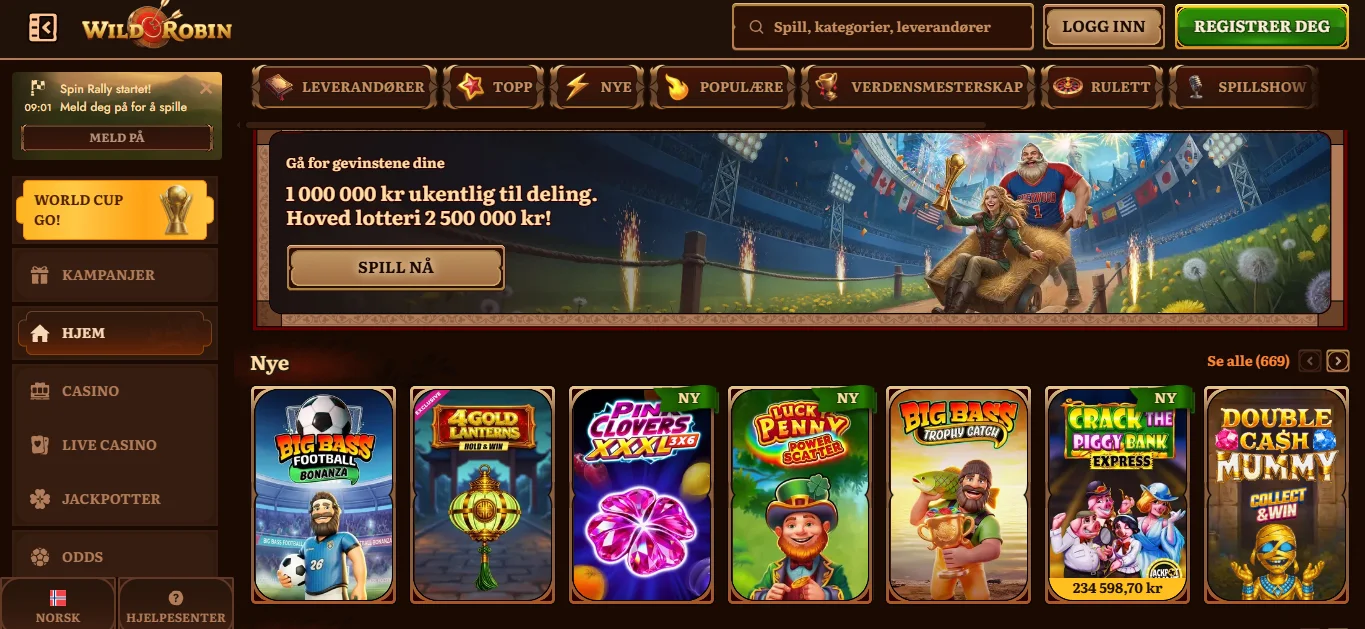WildRobin Casino med velkomstbonus og casinospill